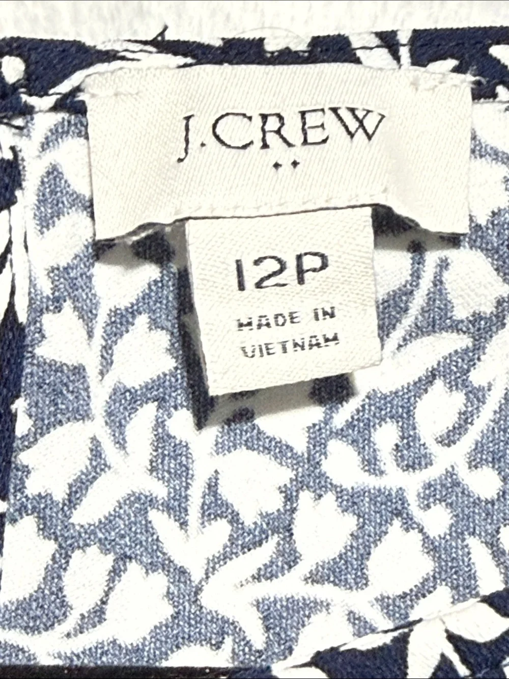 J. Crew Navy and White Printed Short Sleeve Dress